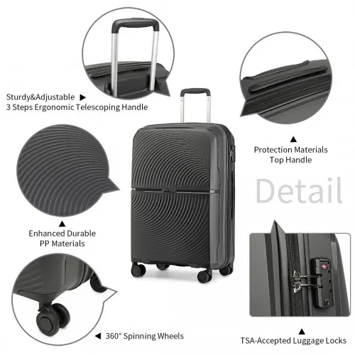 British Traveller 24 Inch Spinner Hard Shell Suitcase with TSA Lock - Lightweight & Durable in Black