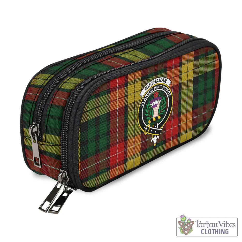 Buchanan Tartan Pen and Pencil Case with Family Crest