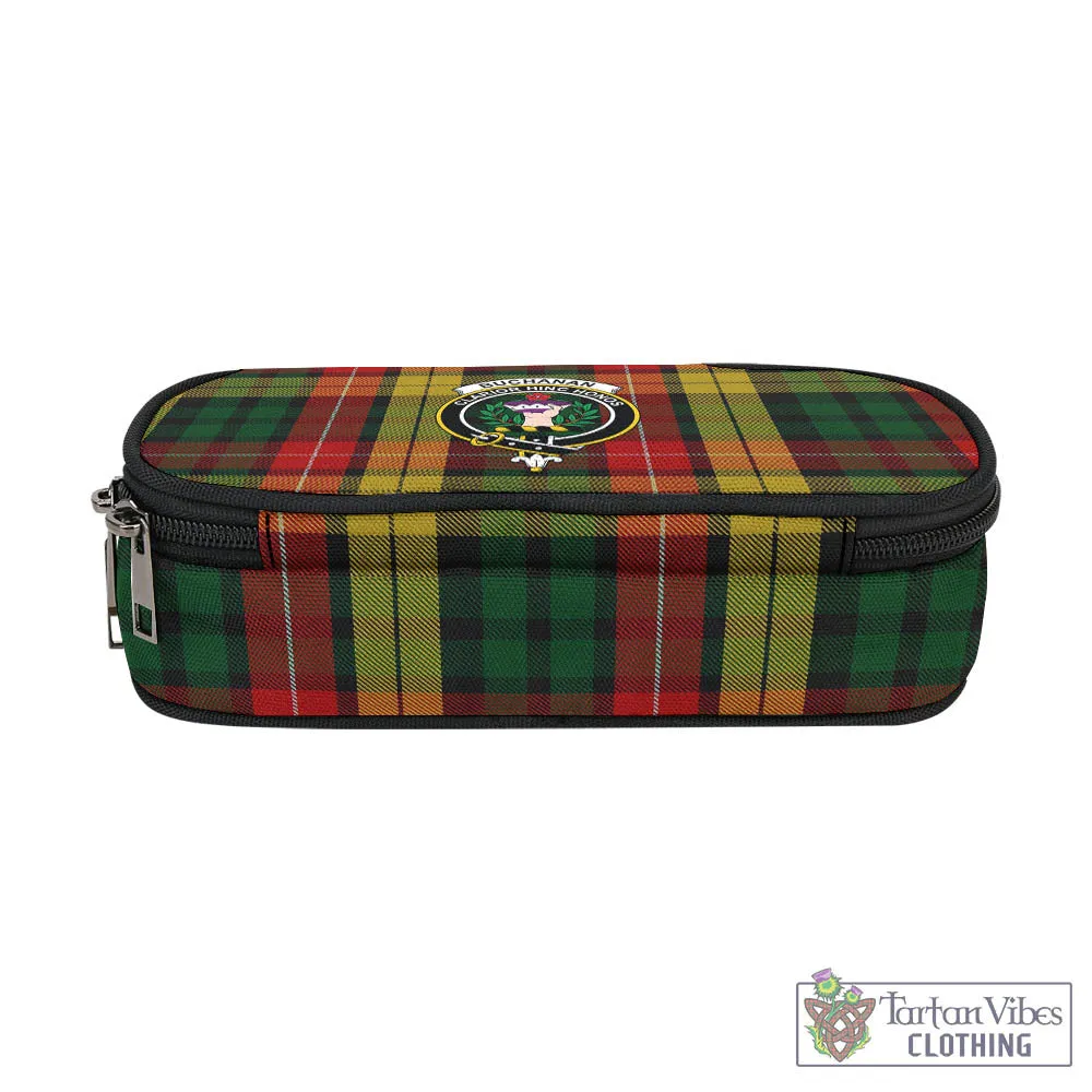 Buchanan Tartan Pen and Pencil Case with Family Crest