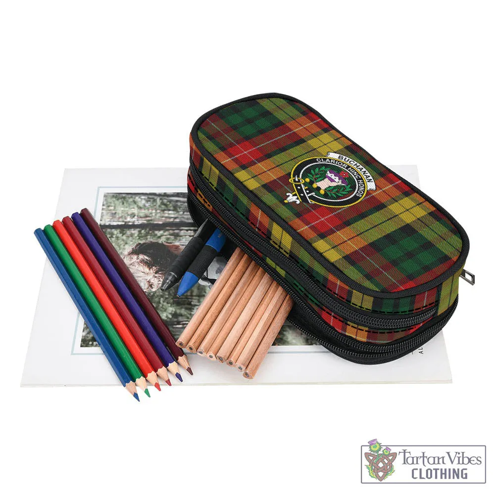 Buchanan Tartan Pen and Pencil Case with Family Crest