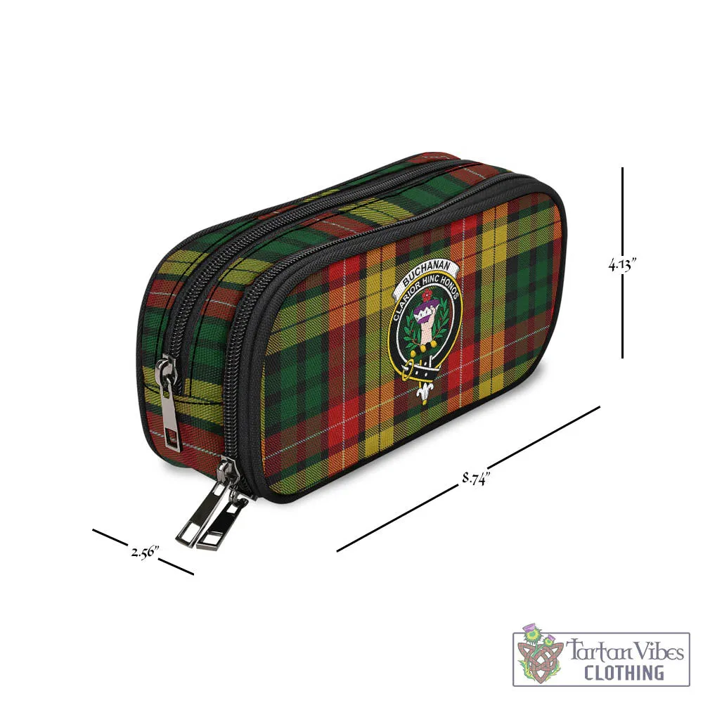 Buchanan Tartan Pen and Pencil Case with Family Crest