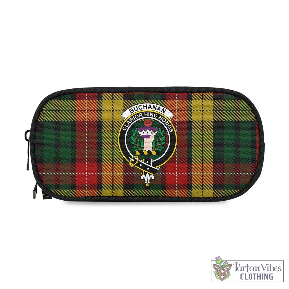 Buchanan Tartan Pen and Pencil Case with Family Crest