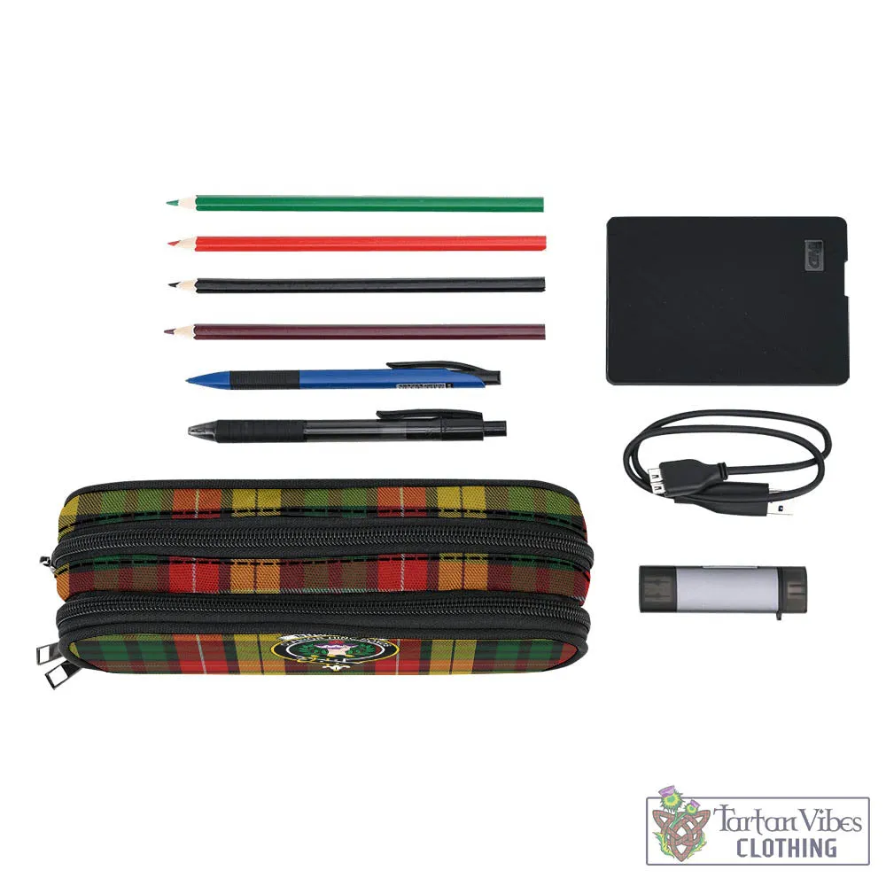 Buchanan Tartan Pen and Pencil Case with Family Crest