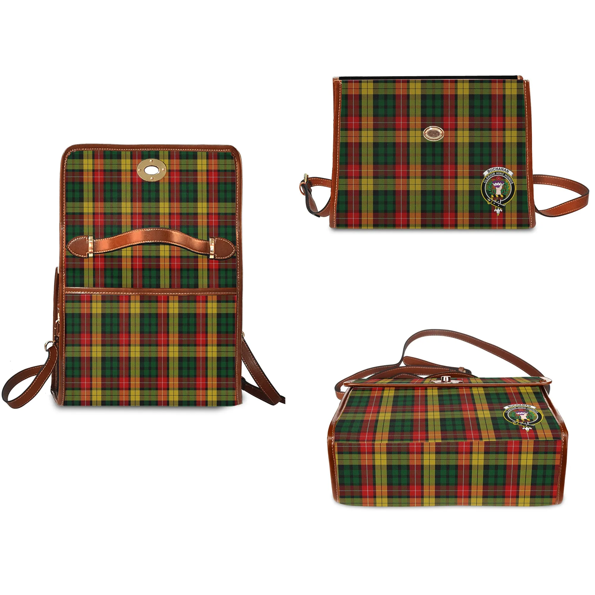 Buchanan Tartan Waterproof Canvas Bag with Family Crest