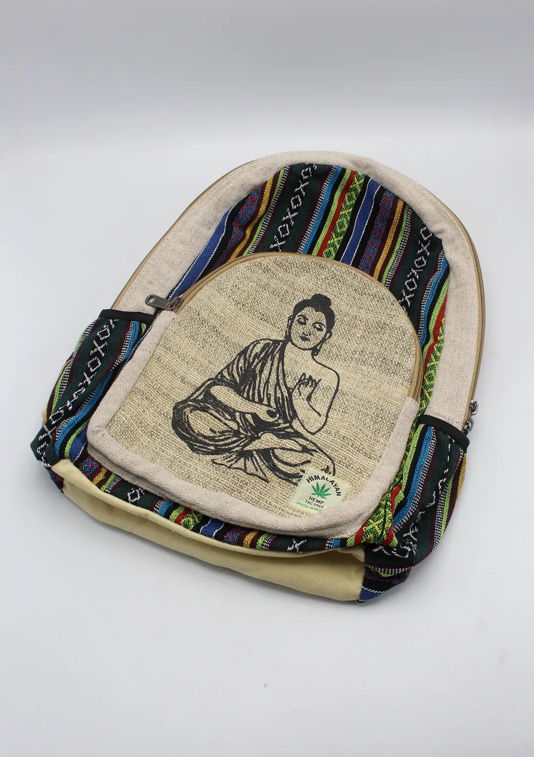 Buddha Printed Cotton Mixed Hemp Backpack