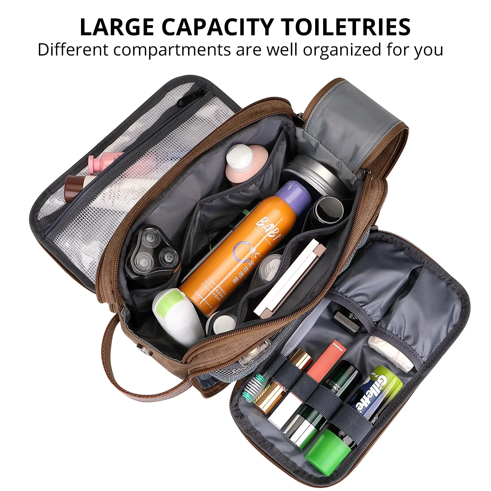 Canvas Toiletry Bag for Men Hanging Dopp Kit