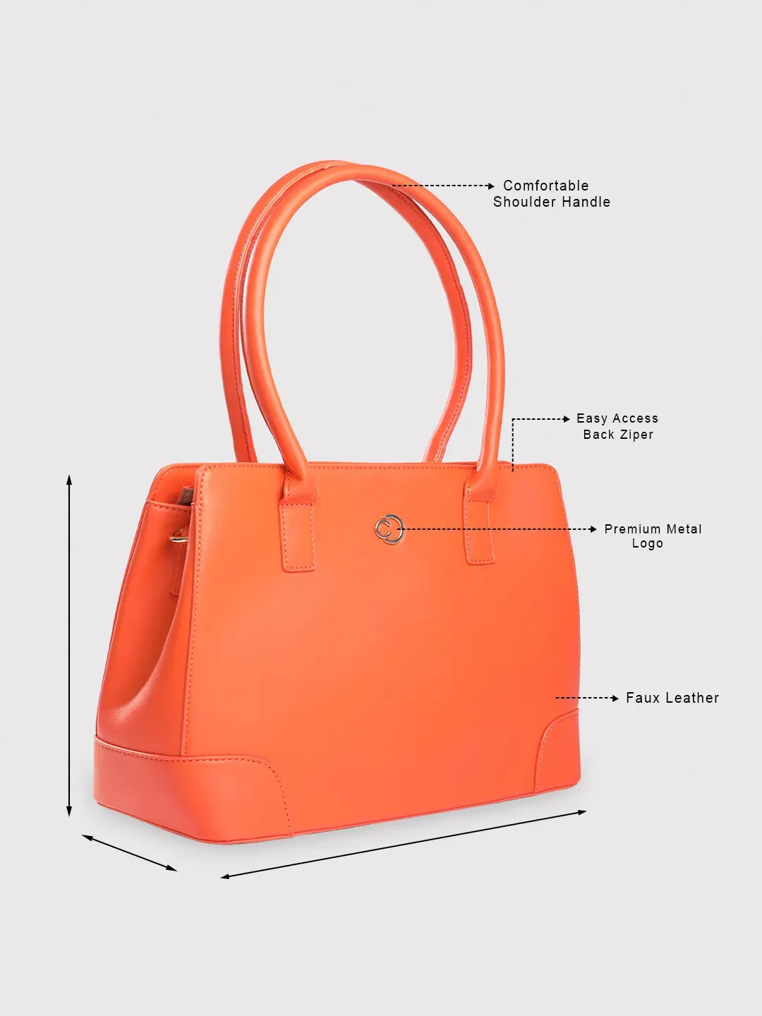 Caprese Milan Satchel Medium Solid Women'S Handbag Orange