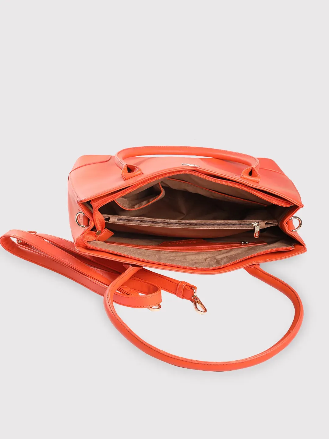 Caprese Milan Satchel Medium Solid Women'S Handbag Orange