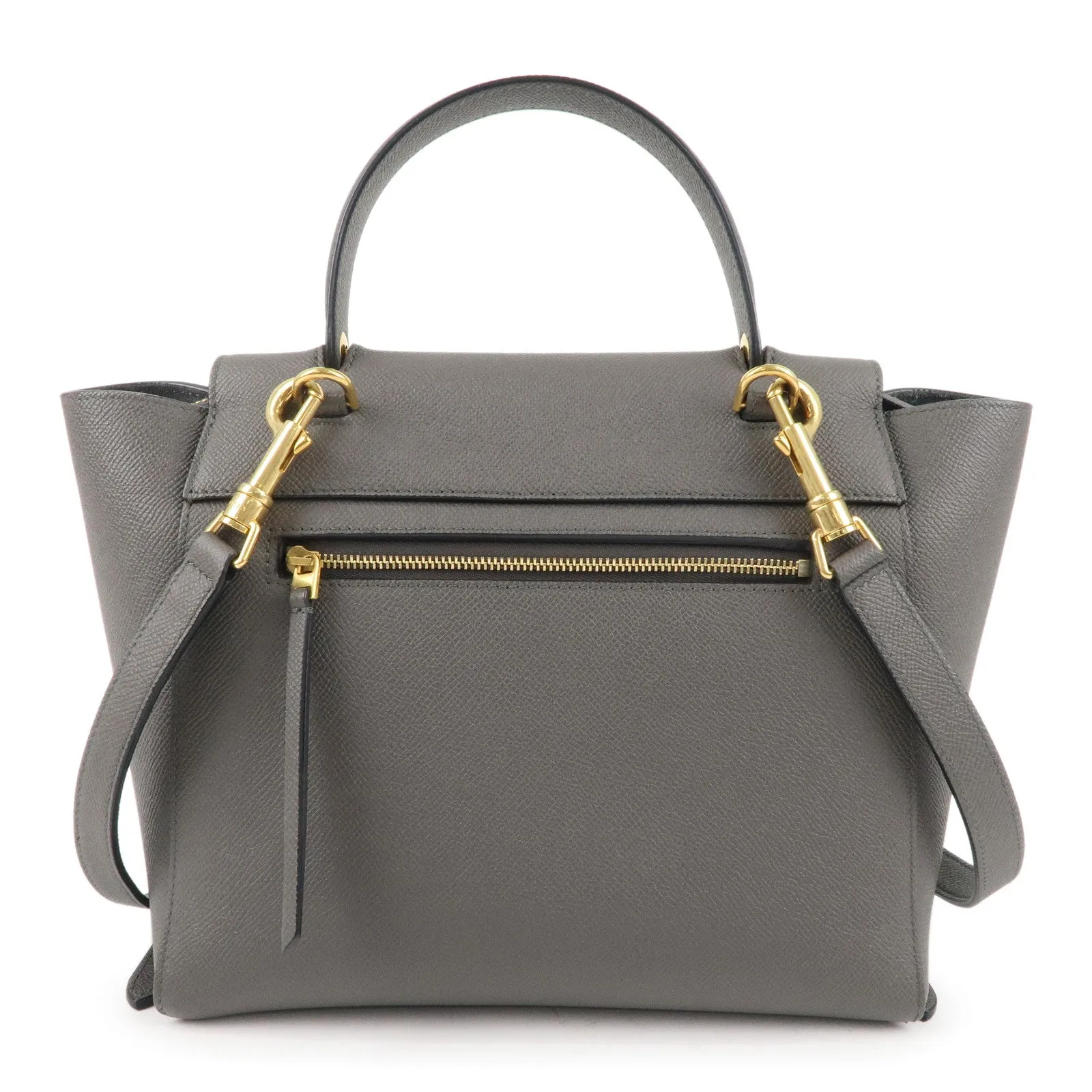 CELINE Leather Micro Belt Bag 2Way Shoulder Bag Gray 189153