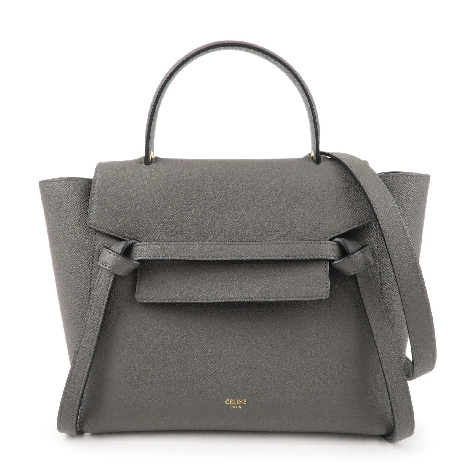 CELINE Leather Micro Belt Bag 2Way Shoulder Bag Gray 189153