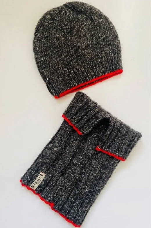 Charcoal Grey Snug with Red Trim