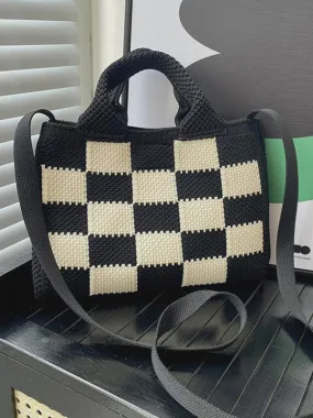 Checkerboard Woven Handbag