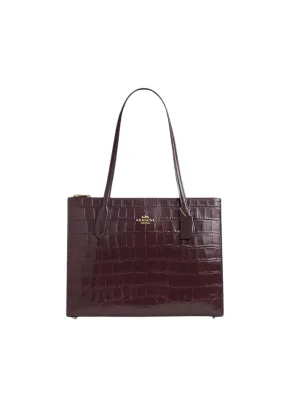 Coach Nina Tote Bag Croc Embossed In Merlot CW493