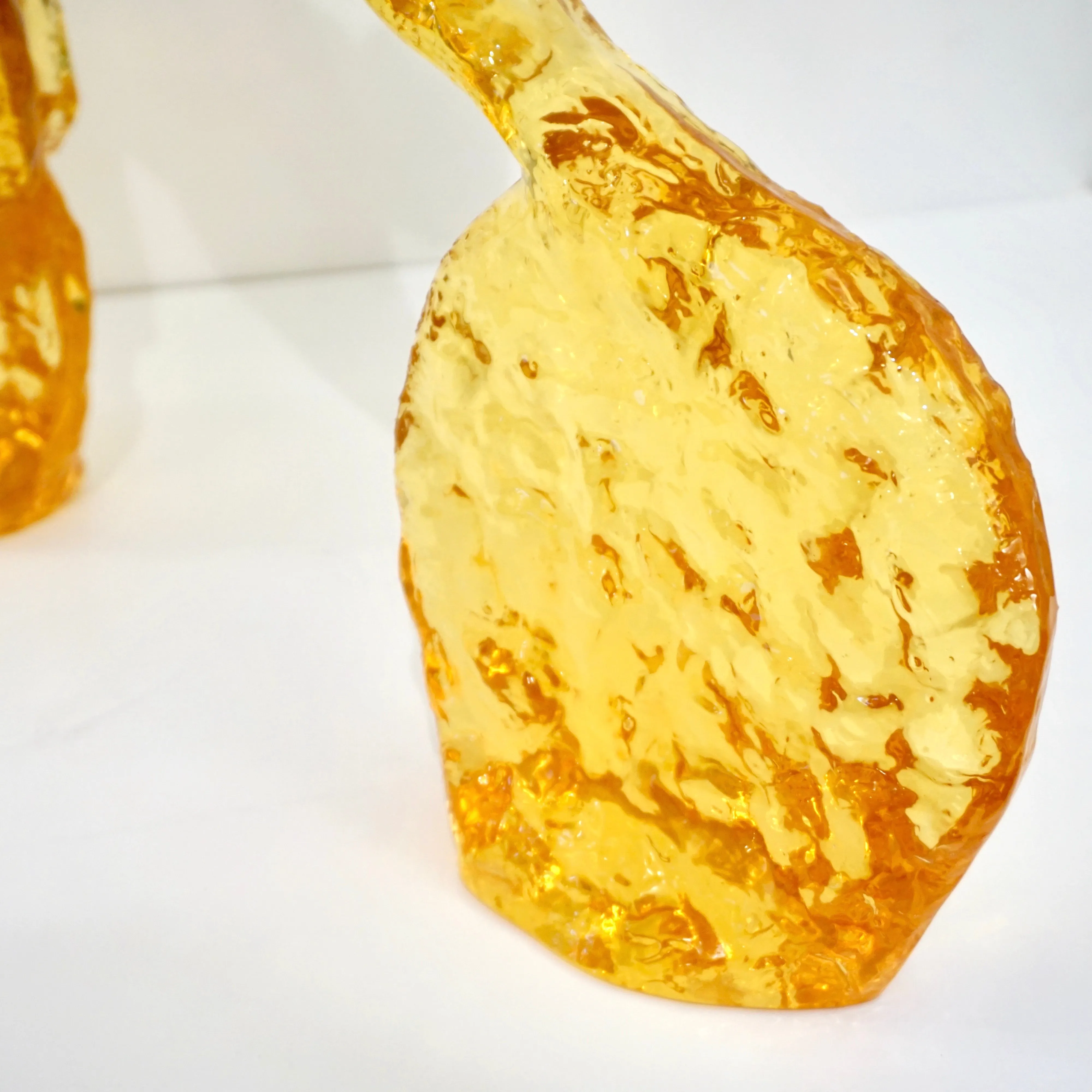 Contemporary Golden Honey Yellow Modern Lucite Sculpture of Minimalist Cyclist