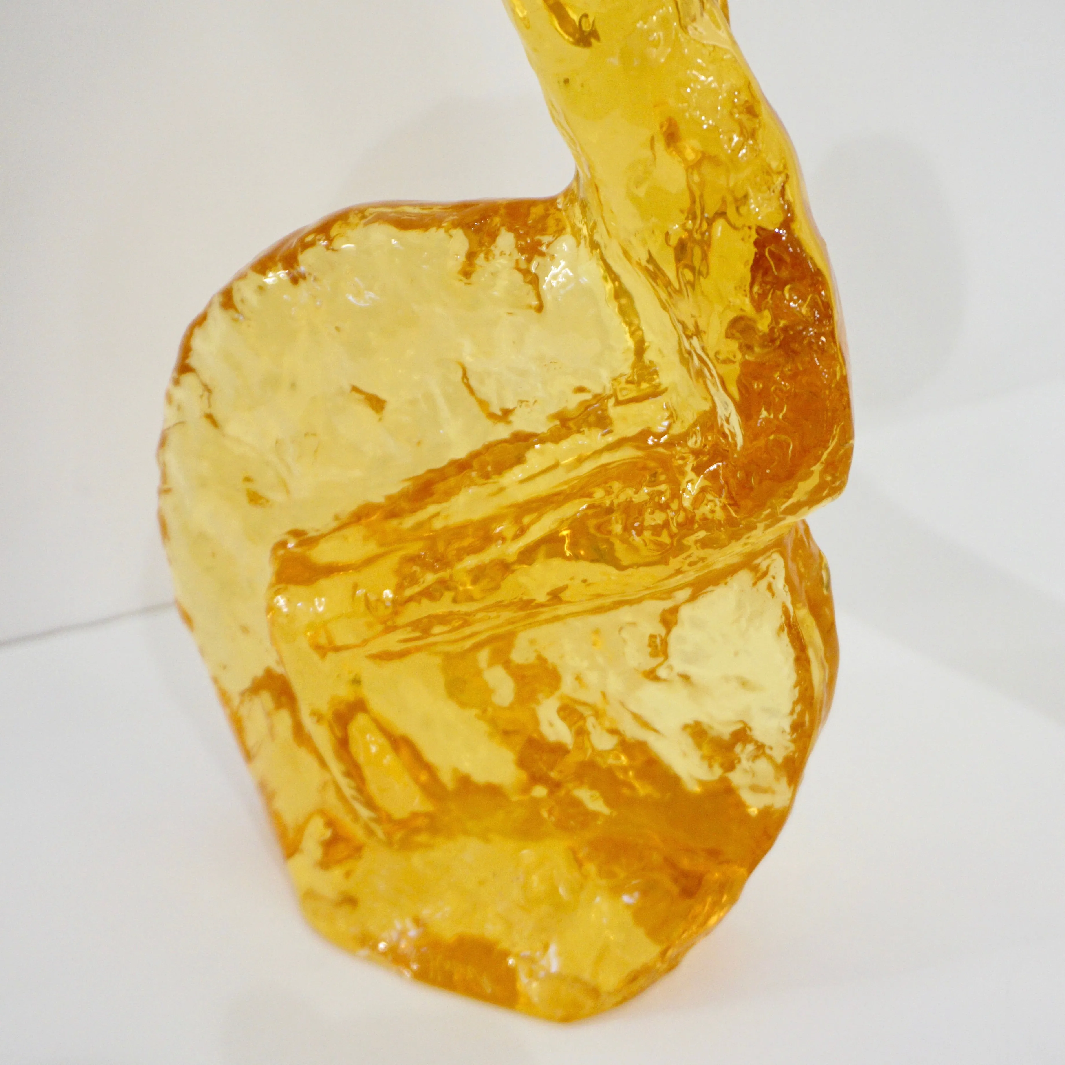 Contemporary Golden Honey Yellow Modern Lucite Sculpture of Minimalist Cyclist