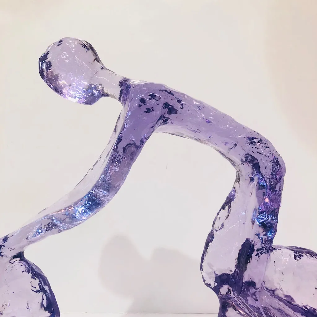 Contemporary Periwinkle Violet Modern Lucite Sculpture of Minimalist Cyclist