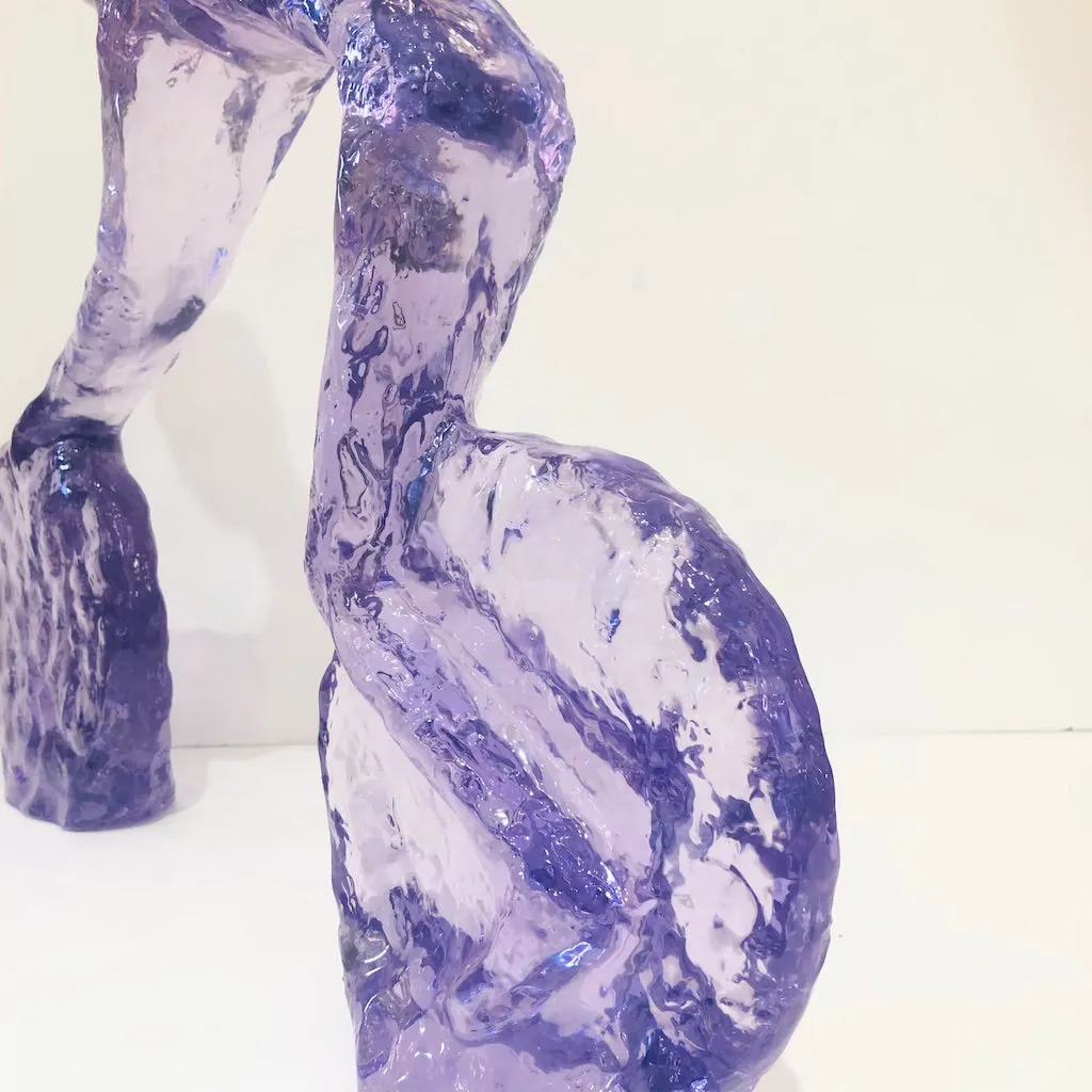 Contemporary Periwinkle Violet Modern Lucite Sculpture of Minimalist Cyclist