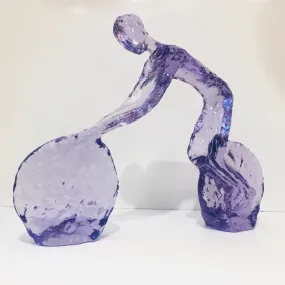 Contemporary Periwinkle Violet Modern Lucite Sculpture of Minimalist Cyclist