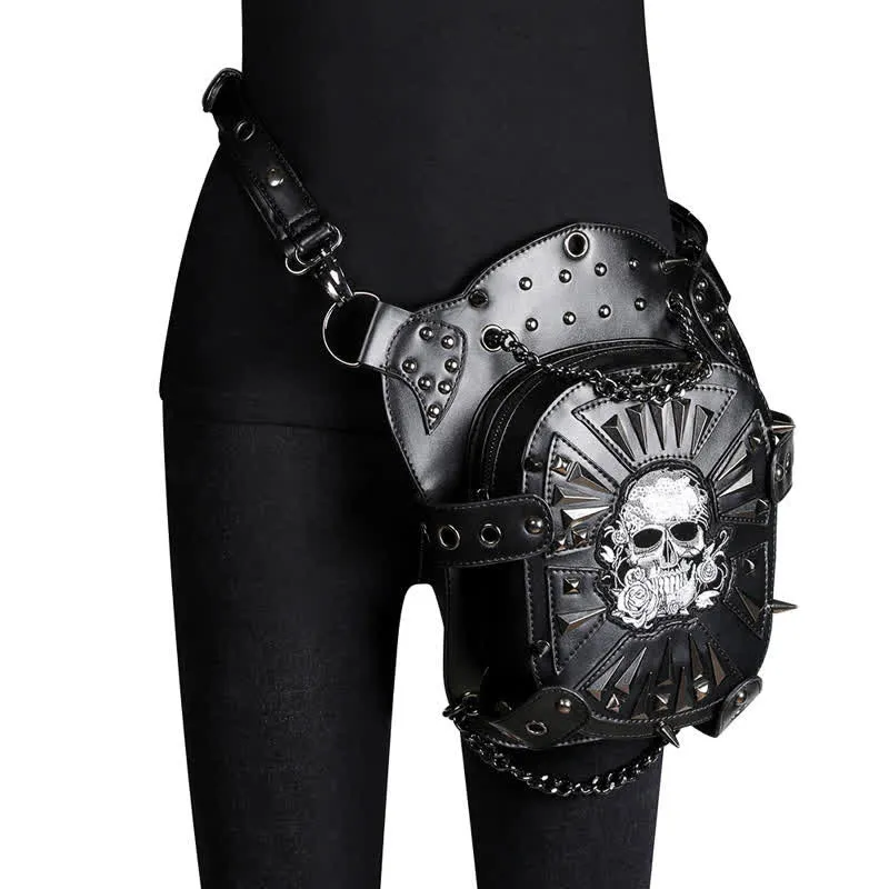 Convertible Skull Design Shoulder Waist Leg Bag