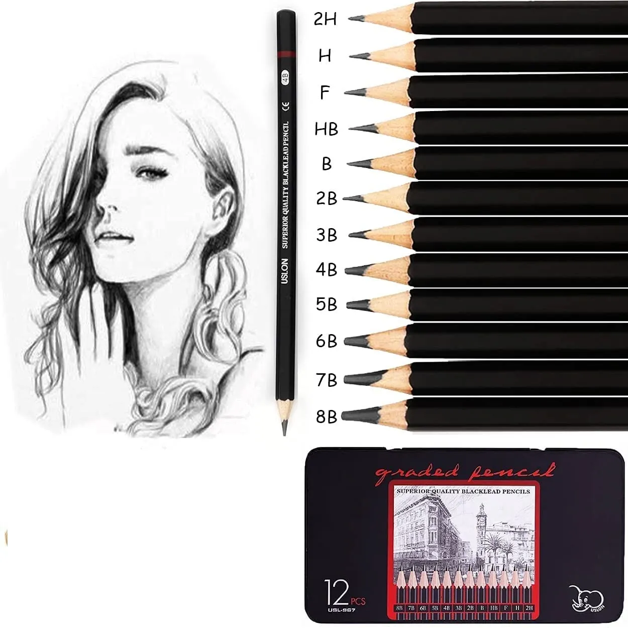 Corslet 41 Pcs Professional Drawing Supplies Sketching Art Kit Pencil Set with Tools Pouch Complete Artist Charcoal Sketch Pencils Shade Shading Portrait Gifts Accessories