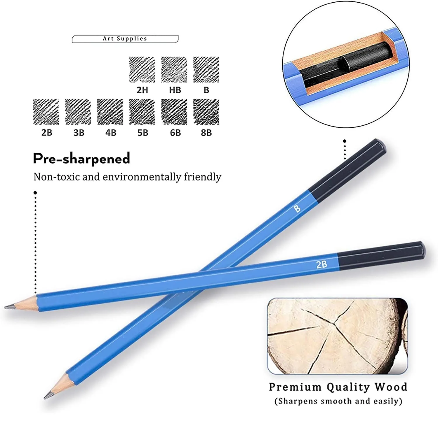 Corslet 41 Pcs Professional Drawing Supplies Sketching Art Kit Pencil Set with Tools Pouch Complete Artist Charcoal Sketch Pencils Shade Shading Portrait Gifts Accessories