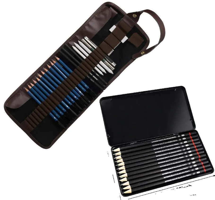 Corslet 41 Pcs Professional Drawing Supplies Sketching Art Kit Pencil Set with Tools Pouch Complete Artist Charcoal Sketch Pencils Shade Shading Portrait Gifts Accessories