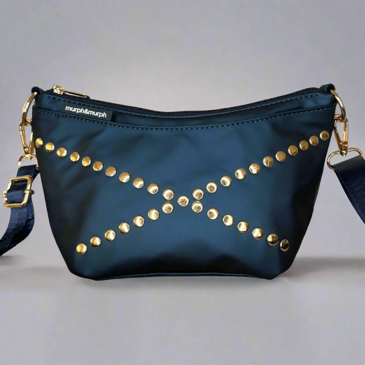 COVE PETITE BAG | Mia Navy x Gold Studs