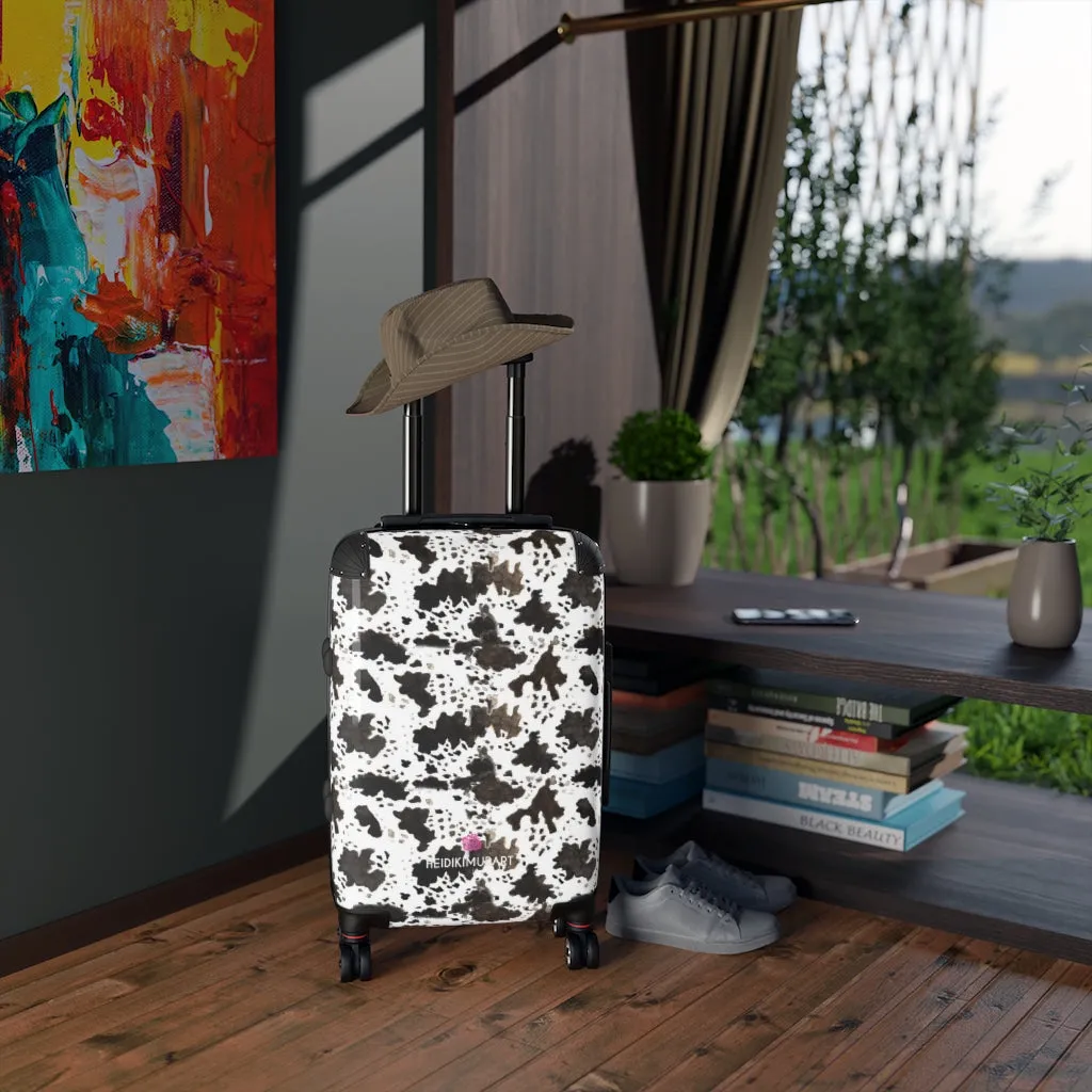 Cow Print Cabin Suitcase, Animal Print Small Premium Luxury Carry On Luggage For Men or Women