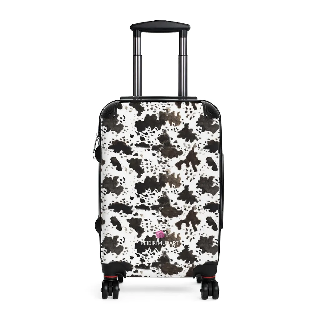 Cow Print Cabin Suitcase, Animal Print Small Premium Luxury Carry On Luggage For Men or Women