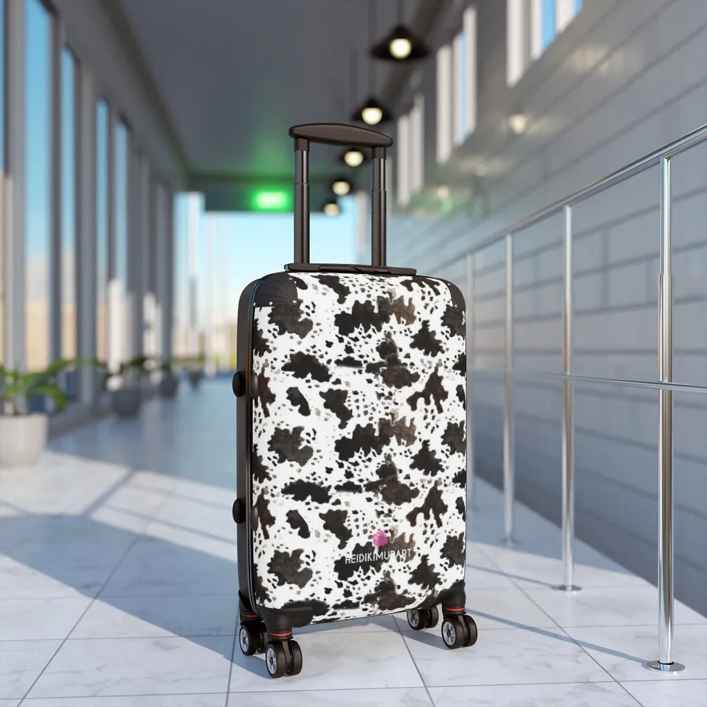 Cow Print Cabin Suitcase, Animal Print Small Premium Luxury Carry On Luggage For Men or Women