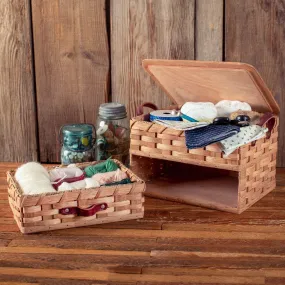 Craft & Sewing Organizer | Amish Woven Storage Basket w/Drawer