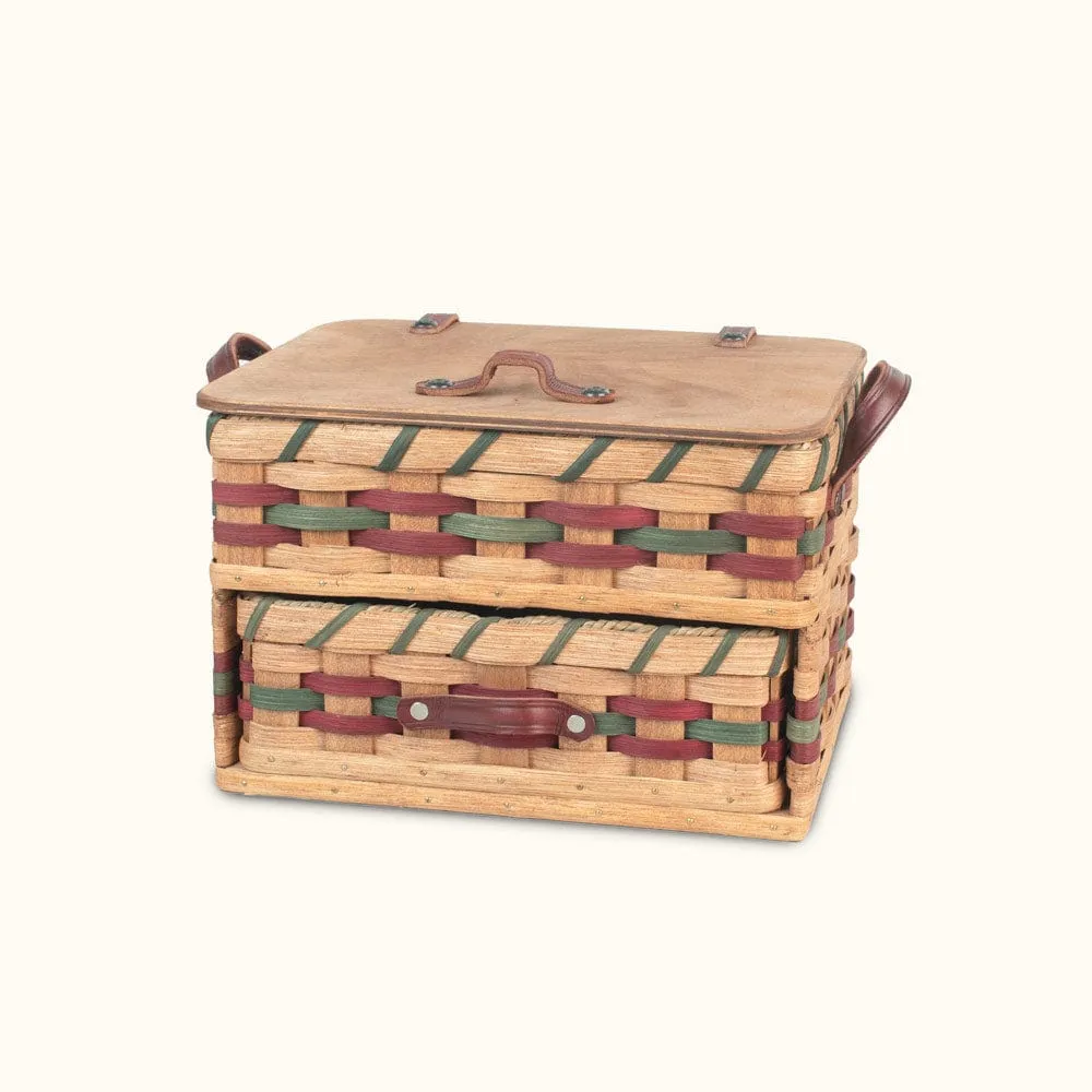 Craft & Sewing Organizer | Amish Woven Storage Basket w/Drawer