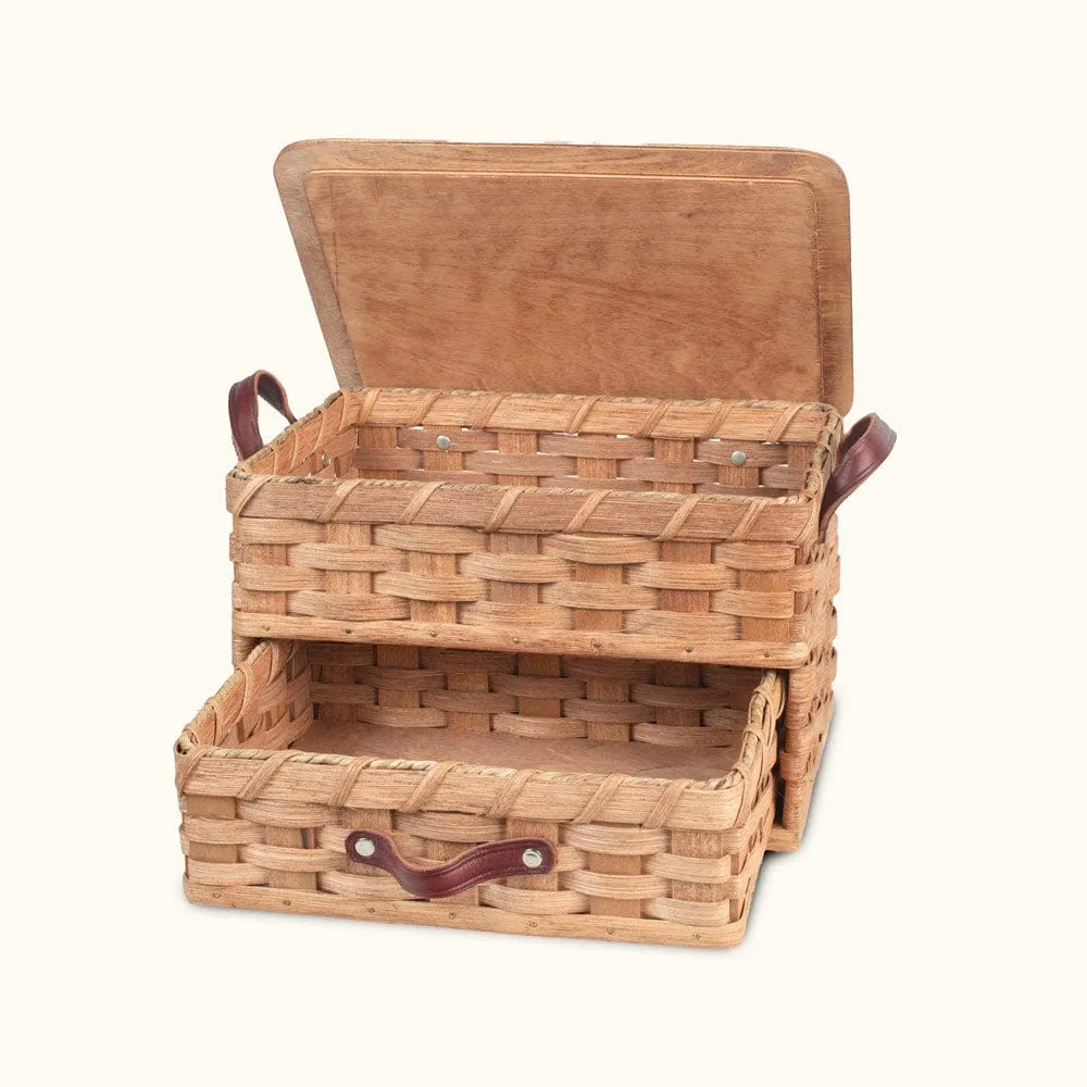 Craft & Sewing Organizer | Amish Woven Storage Basket w/Drawer