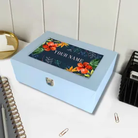 Customized Gift Box for Her Vegan Leather Add Name - Hibiscus