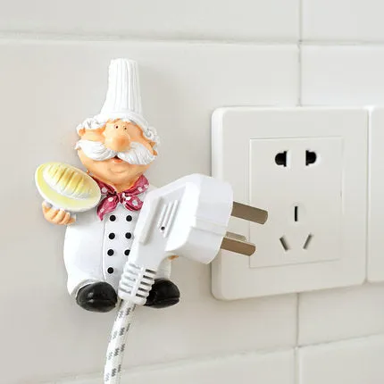 Cute Chef Wall-mounted Wire Plug Holder - Jennyhome