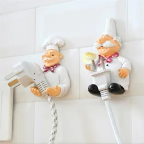 Cute Chef Wall-mounted Wire Plug Holder - Jennyhome