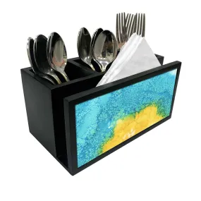 Cutlery Tissue Holder Napkin Stand -  Arctic Space Yellow Watercolor