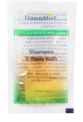 Dawn Mist PS10 Bath and Body Shampoo, Clear 0.35 oz. Packets (Case)