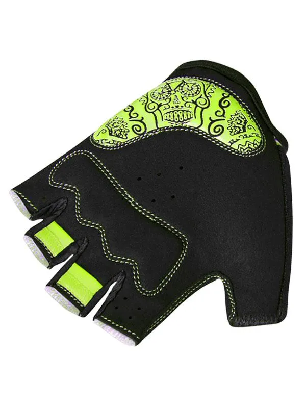 Day of the Living Cycling Gloves Lime