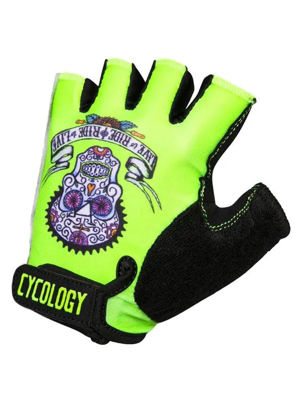 Day of the Living Cycling Gloves Lime