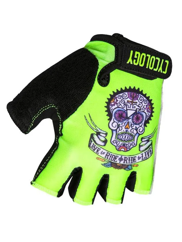 Day of the Living Cycling Gloves Lime