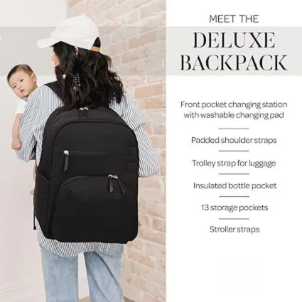 Deluxe Diaper Backpack with Changing Pad, Black