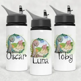 Dinosaur Personalised Aluminium Straw Water Bottle 650ml