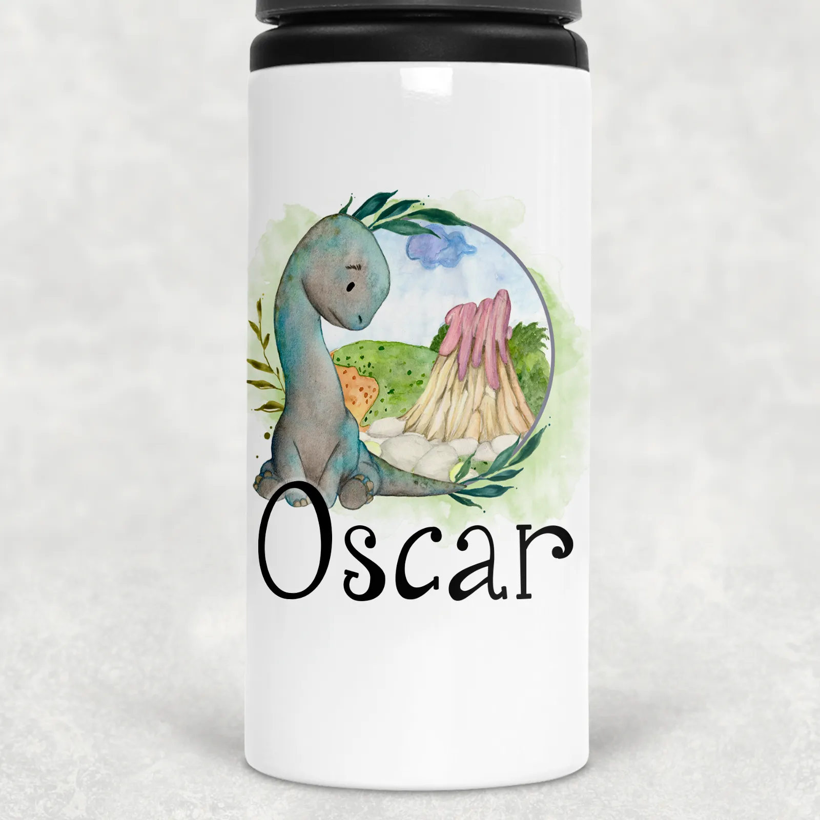 Dinosaur Personalised Aluminium Straw Water Bottle 650ml