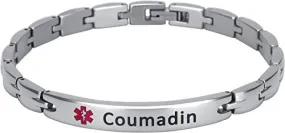 Elegant Surgical Grade Steel Medical Alert ID Bracelet - Women's / Coumadin