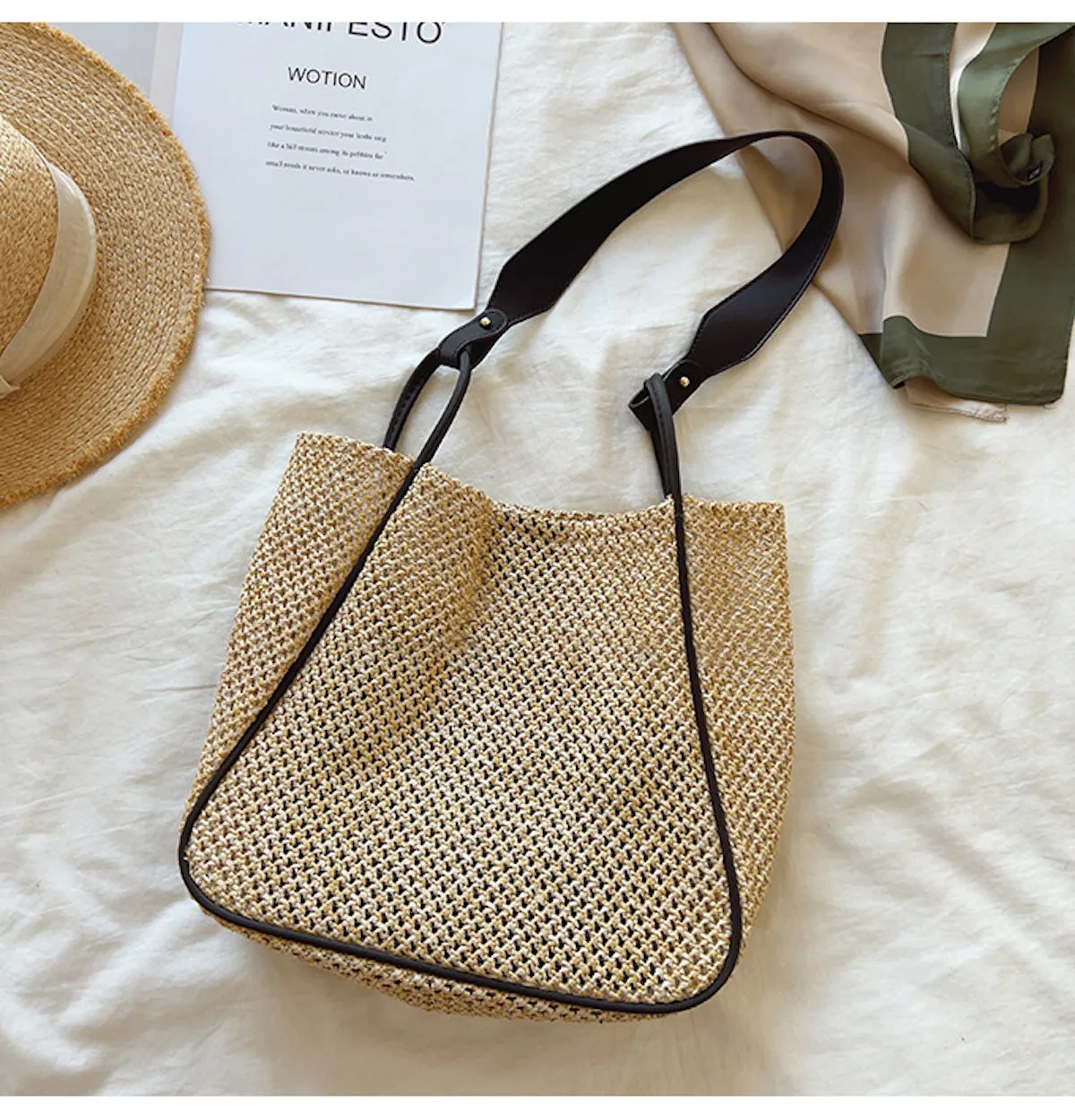 Elena Handbags Straw Woven Work Tote