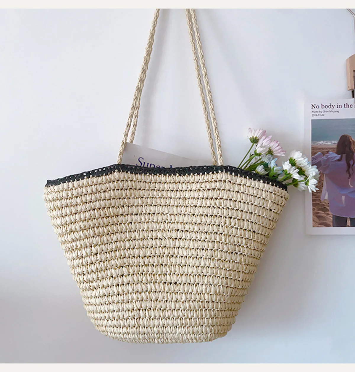 Elena Handbags Summer Straw Basket Summer Tote