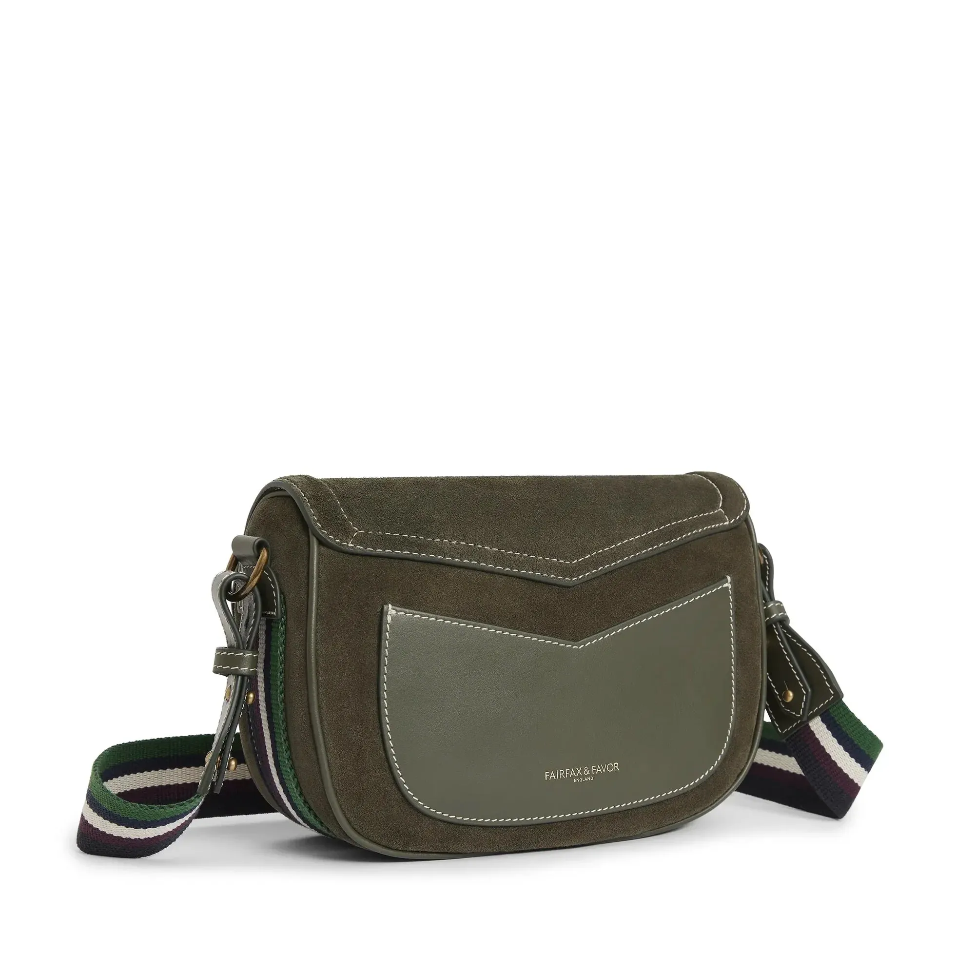 Fairfax & Favor Limited Edition Moss Green Suede Boston Handbag