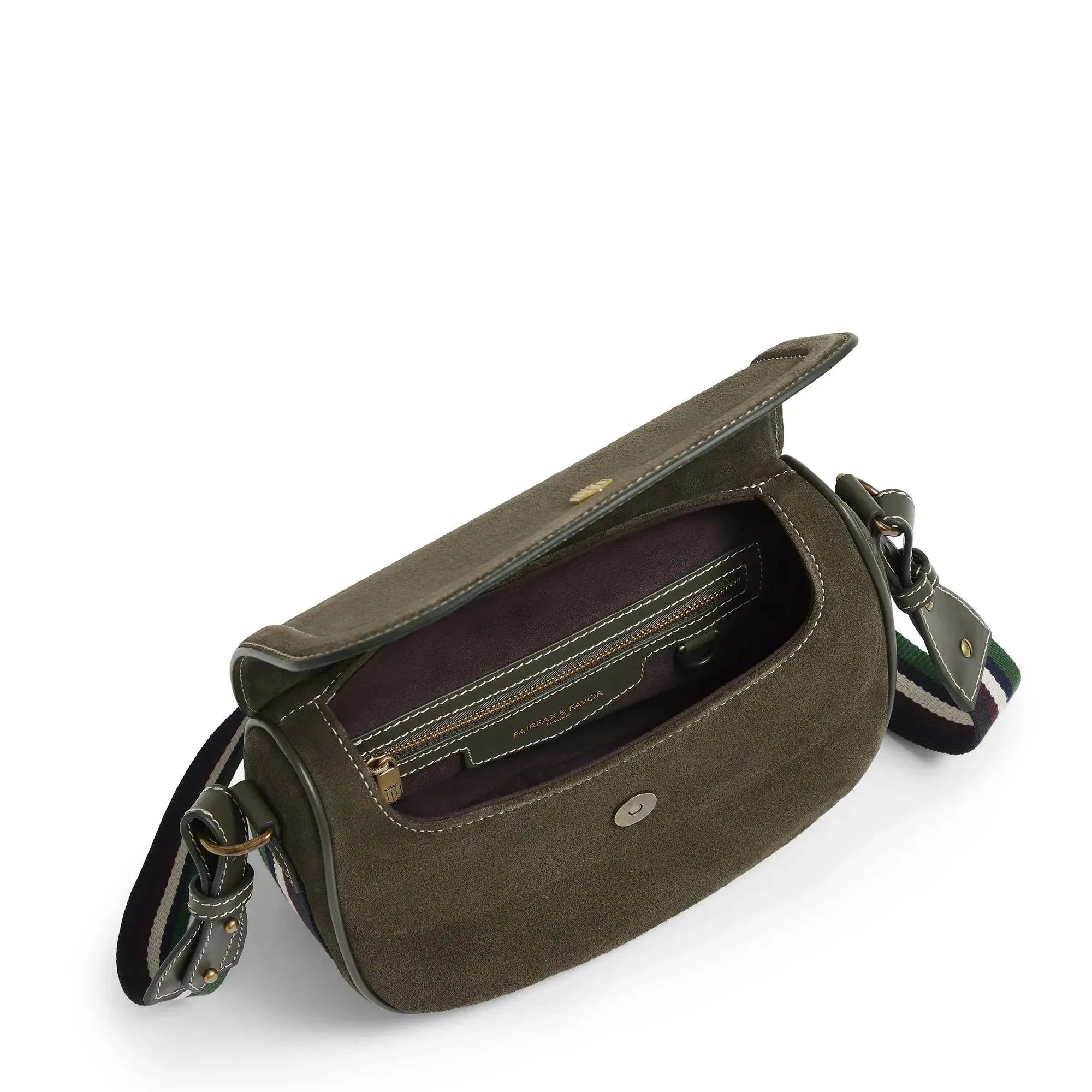 Fairfax & Favor Limited Edition Moss Green Suede Boston Handbag