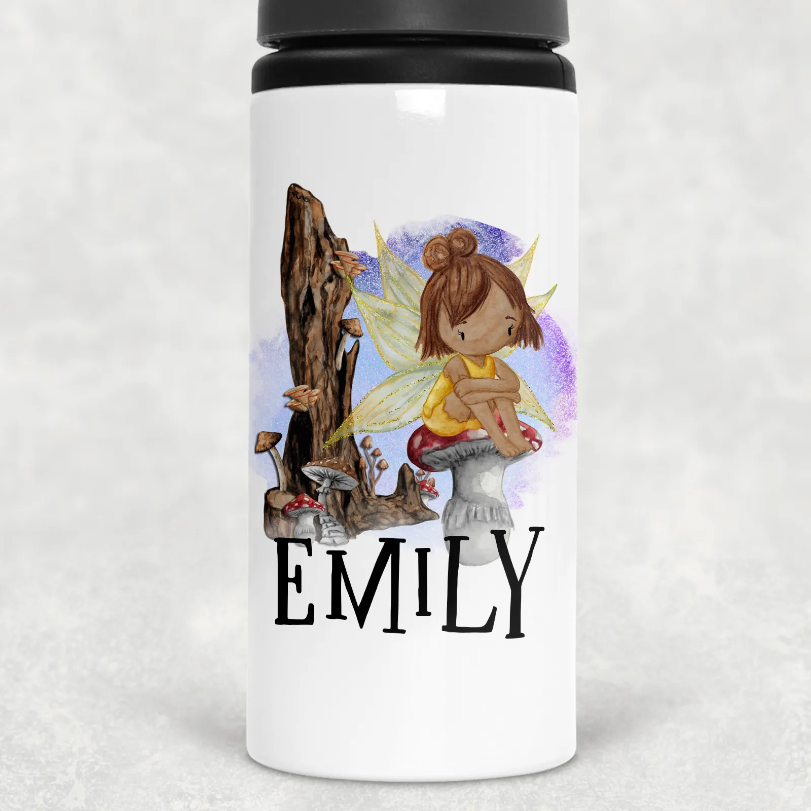 Fairy Toadstool Personalised Aluminium Straw Water Bottle 650ml